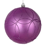 Vickerman N182669D 6" Orchid Candy Ornament With Circle Glitter Pattern 3 Per Bag
