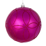 Vickerman N182570D 4.75" Fuchsia Candy Ornament With Circle Glitter Pattern 4 Per Bag