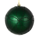 Vickerman N182574D 4.75" Midnight Green Candy Ornament With Circle Glitter Pattern 4 Per Bag