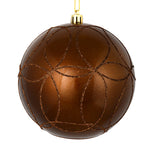 Vickerman N182676D 6" Mocha Candy Ornament With Circle Glitter Pattern 3 Per Bag