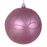 Vickerman N182579D 4.75" Pink Candy Ornament With Circle Glitter Pattern 4 Per Bag