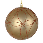 Vickerman N182480D 4" Café Latte Candy Finish Ornament With Circle Glitter Pattern 4 Per Bag