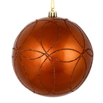 Vickerman N182688D 6" Copper Candy Ornament With Circle Glitter Pattern 3 Per Bag