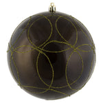 Vickerman N182614D 6" Olive Candy Ornament With Circle Glitter Pattern 3 Per Bag