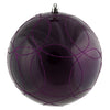 Vickerman N182626D 6" Plum Candy Ornament With Circle Glitter Pattern 3 Per Bag