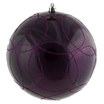 Vickerman N182626D 6" Plum Candy Ornament With Circle Glitter Pattern 3 Per Bag