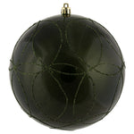 Vickerman N182664D 6" Moss Green Candy Ornament With Circle Glitter Pattern 3 Per Bag