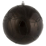 Vickerman N182684D 6" Gunmetal Candy Ornament With Circle Glitter Pattern 3 Per Bag