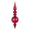 Vickerman N186721D 10 By 2.4" Berry Red Candy Glitter Snowflake Finial 4/Bag