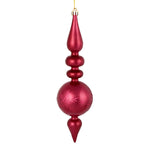 Vickerman N186721D 10 By 2.4" Berry Red Candy Glitter Snowflake Finial 4/Bag