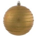 Vickerman N187637D 4" Honey Gold Candy Finish Ball Ornament With Glitter Lines 4 Per Bag