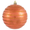 Vickerman N187671D 4" Coral Candy Finish Ball Ornament With Glitter Lines 4 Per Bag