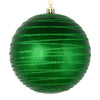 Vickerman N187704D 4.75" Green Candy Finish Ball Ornament With Glitter Lines 4 Per Bag