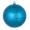 Vickerman N187612D 4" Turquoise Candy Finish Ball Ornament With Glitter Lines 4 Per Bag