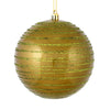 Vickerman N187614D 4" Olive Candy Finish Ball Ornament With Glitter Lines 4 Per Bag