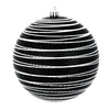 Vickerman N187617D 4" Black Candy Finish Ball Ornament With Glitter Lines 4 Per Bag