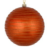 Vickerman N187618D 4" Burnished Orange Candy Finish Ball Ornament With Glitter Lines 4 Per Bag