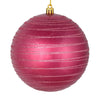 Vickerman N187621D 4" Berry Red Candy Finish Ball Ornament With Glitter Lines 4 Per Bag