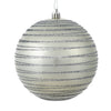 Vickerman N187625D 4" Limestone Candy Finish Ball Ornament With Glitter Lines 4 Per Bag