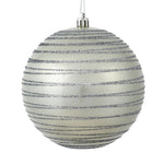 Vickerman N187625D 4" Limestone Candy Finish Ball Ornament With Glitter Lines 4 Per Bag