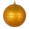 Vickerman N187830D 6" Antique Gold Candy Finish Ball Ornament With Glitter Lines 3 Per Bag