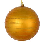 Vickerman N187830D 6" Antique Gold Candy Finish Ball Ornament With Glitter Lines 3 Per Bag
