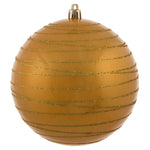 Vickerman N187737D 4.75" Honey Gold Candy Finish Ball Ornament With Glitter Lines 4 Per Bag