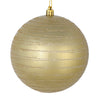 Vickerman N187638D 4" Champagne Candy Finish Ball Ornament With Glitter Lines 4 Per Bag