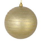 Vickerman N187638D 4" Champagne Candy Finish Ball Ornament With Glitter Lines 4 Per Bag