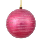 Vickerman N187745D 4.75" Mauve Candy Finish Ball Ornament With Glitter Lines 4 Per Bag