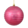 Vickerman N187645D 4" Mauve Candy Finish Ball Ornament With Glitter Lines 4 Per Bag