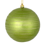 Vickerman N187654D 4" Celadon Candy Finish Ball Ornament With Glitter Lines 4 Per Bag