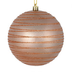 Vickerman N187758D 4.75" Rose Gold Candy Finish Ball Ornament With Glitter Lines 4 Per Bag