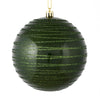 Vickerman N187864D 6" Moss Green Candy Finish Ball Ornament With Glitter Lines 3 Per Bag
