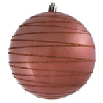 Vickerman N187771D 4.75" Coral Candy Finish Ball Ornament With Glitter Lines 4 Per Bag
