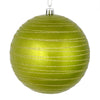 Vickerman N187673D 4" Lime Candy Finish Ball Ornament With Glitter Lines 4 Per Bag