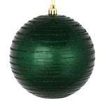 Vickerman N187874D 6" Midnight Green Candy Finish Ball Ornament With Glitter Lines 3 Per Bag