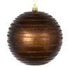 Vickerman N187875D 6" Chocolate Candy Finish Ball Ornament With Glitter Lines 3 Per Bag