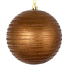 Vickerman N187676D 4" Mocha Candy Finish Ball Ornament With Glitter Lines 4 Per Bag