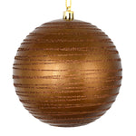 Vickerman N187676D 4" Mocha Candy Finish Ball Ornament With Glitter Lines 4 Per Bag