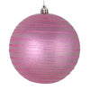 Vickerman N187879D 6" Pink Candy Finish Ball Ornament With Glitter Lines 3 Per Bag