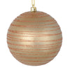 Vickerman N187780D 4.75" Cafe Latte Candy Finish Ball Ornament With Glitter Lines 4 Per Bag