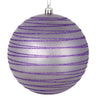 Vickerman N187886D 6" Lavender Candy Finish Ball Ornament With Glitter Lines 3 Per Bag