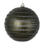 Vickerman N187687D 4" Pewter Candy Finish Ball Ornament With Glitter Lines 4 Per Bag