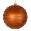 Vickerman N187888D 6" Copper Candy Finish Ball Ornament With Glitter Lines 3 Per Bag