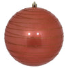 Vickerman N187871D 6" Coral Candy Finish Ball Ornament With Glitter Lines 3 Per Bag
