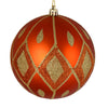 Vickerman N188218D 6" Burnished Orange Matte Ball With Glitter Diamond Pattern
