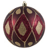 Vickerman N188119D 4.75" Wine Matte Ball With Glitter Diamond Pattern