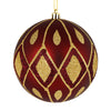 Vickerman N188219D 6" Wine Matte Ball With Glitter Diamond Pattern