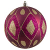 Vickerman N188121D 4.75" Berry Red Matte Ball With Glitter Diamond Pattern